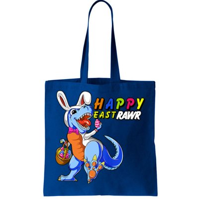 Happy EastRawar T-Rex Dino Easter Eggs Tote Bag