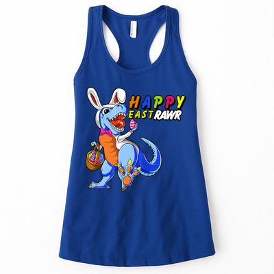 Happy EastRawar T-Rex Dino Easter Eggs Womens Tank Top