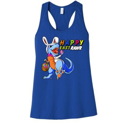 Happy EastRawar T-Rex Dino Easter Eggs Women's Racerback Tank