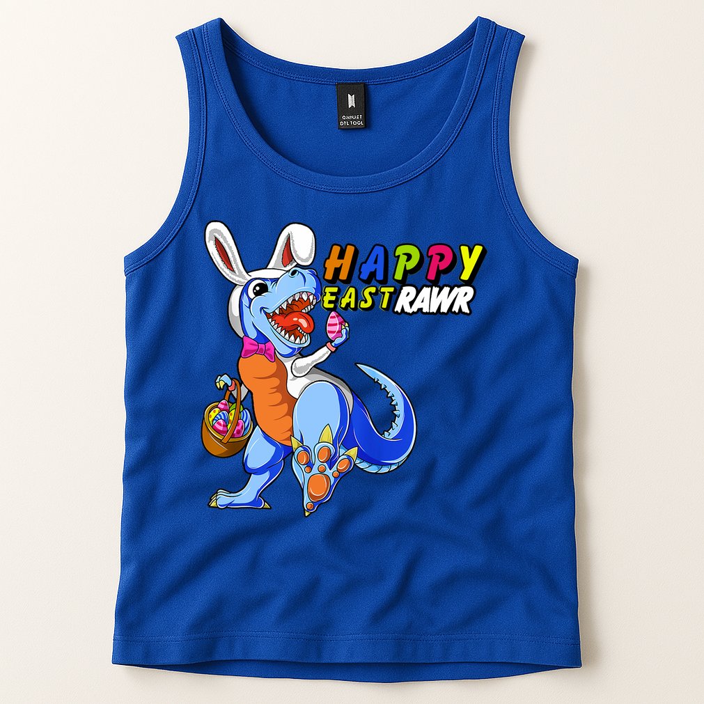 Happy EastRawar T-Rex Dino Easter Eggs Tank Top