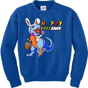 Happy EastRawar T-Rex Dino Easter Eggs Kids Sweatshirt