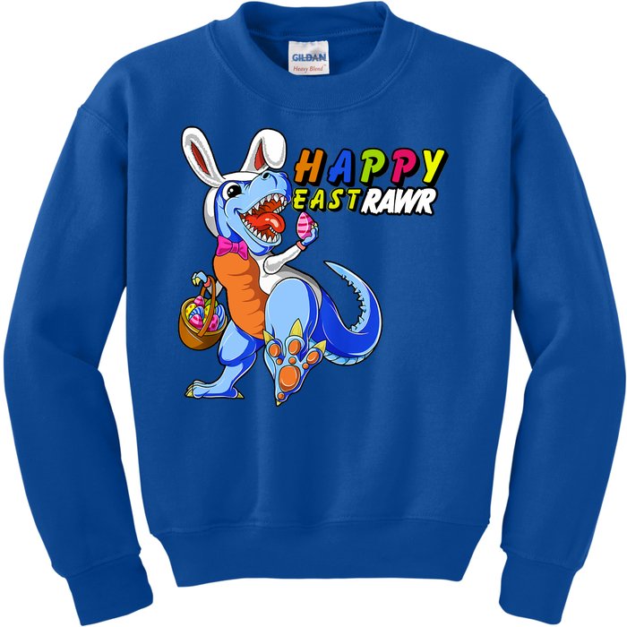 Happy EastRawar T-Rex Dino Easter Eggs Kids Sweatshirt