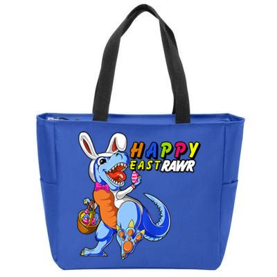 Happy EastRawar T-Rex Dino Easter Eggs Zip Tote Bag