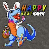 Happy EastRawar T-Rex Dino Easter Eggs Cotton Canvas Backpack