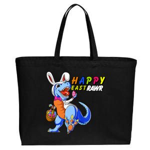 Happy EastRawar T-Rex Dino Easter Eggs Cotton Canvas Jumbo Tote