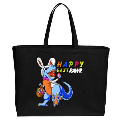 Happy EastRawar T-Rex Dino Easter Eggs Cotton Canvas Jumbo Tote