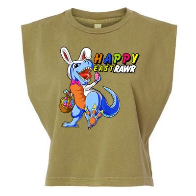 Happy EastRawar T-Rex Dino Easter Eggs Garment-Dyed Women's Muscle Tee