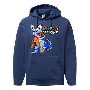 Happy EastRawar T-Rex Dino Easter Eggs Performance Fleece Hoodie