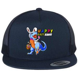 Happy EastRawar T-Rex Dino Easter Eggs Flat Bill Trucker Hat