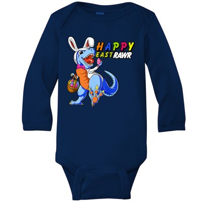 Happy EastRawar T-Rex Dino Easter Eggs Baby Long Sleeve Bodysuit