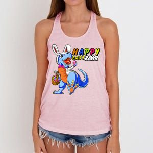 Happy EastRawar T-Rex Dino Easter Eggs Women's Knotted Racerback Tank