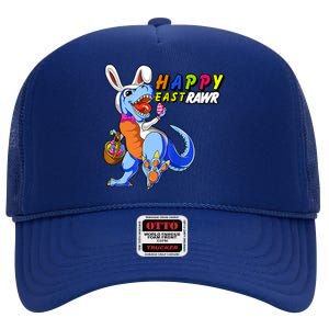 Happy EastRawar T-Rex Dino Easter Eggs High Crown Mesh Back Trucker Hat