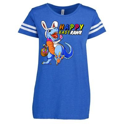 Happy EastRawar T-Rex Dino Easter Eggs Enza Ladies Jersey Football T-Shirt