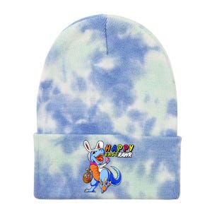 Happy EastRawar T-Rex Dino Easter Eggs Tie Dye 12in Knit Beanie