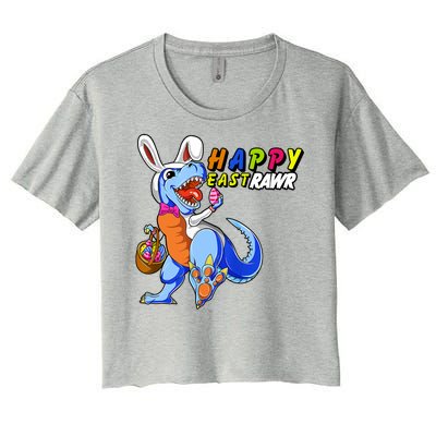 Happy EastRawar T-Rex Dino Easter Eggs Women's Crop Top Tee