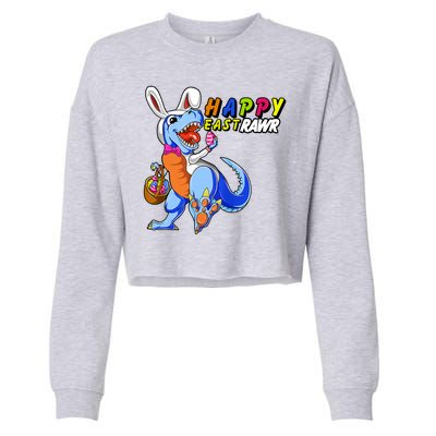 Happy EastRawar T-Rex Dino Easter Eggs Cropped Pullover Crew