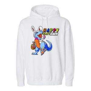 Happy EastRawar T-Rex Dino Easter Eggs Garment-Dyed Fleece Hoodie