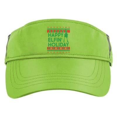 Happy Elfin' Holiday Ugly Christmas Adult Drive Performance Visor