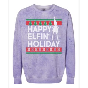 Happy Elfin' Holiday Ugly Christmas Colorblast Crewneck Sweatshirt