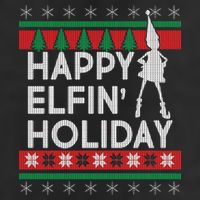 Happy Elfin' Holiday Ugly Christmas 7 Panel Mesh Trucker Snapback Hat