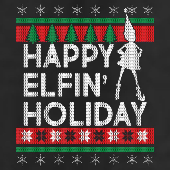 Happy Elfin' Holiday Ugly Christmas 7 Panel Mesh Trucker Snapback Hat