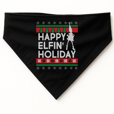 Happy Elfin' Holiday Ugly Christmas USA-Made Doggie Bandana