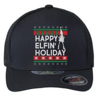 Happy Elfin' Holiday Ugly Christmas Flexfit Unipanel Trucker Cap