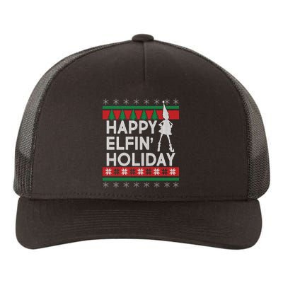 Happy Elfin' Holiday Ugly Christmas Yupoong Adult 5-Panel Trucker Hat