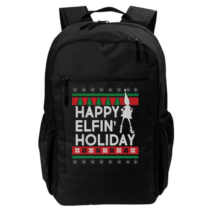 Happy Elfin' Holiday Ugly Christmas Daily Commute Backpack