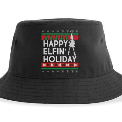 Happy Elfin' Holiday Ugly Christmas Sustainable Bucket Hat