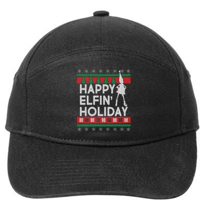 Happy Elfin' Holiday Ugly Christmas 7-Panel Snapback Hat