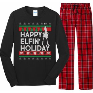 Happy Elfin' Holiday Ugly Christmas Long Sleeve Pajama Set