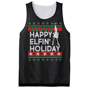 Happy Elfin' Holiday Ugly Christmas Mesh Reversible Basketball Jersey Tank