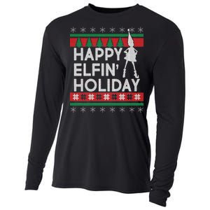 Happy Elfin' Holiday Ugly Christmas Cooling Performance Long Sleeve Crew