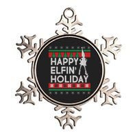 Happy Elfin' Holiday Ugly Christmas Metallic Star Ornament