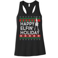 Happy Elfin' Holiday Ugly Christmas Women's Racerback Tank