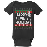 Happy Elfin' Holiday Ugly Christmas Baby Bodysuit