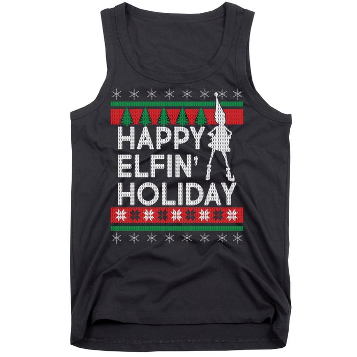 Happy Elfin' Holiday Ugly Christmas Tank Top