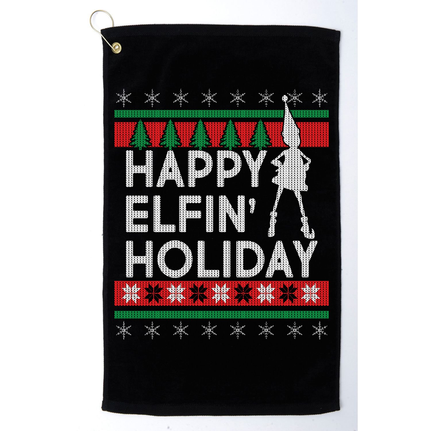 Happy Elfin' Holiday Ugly Christmas Golf Towel