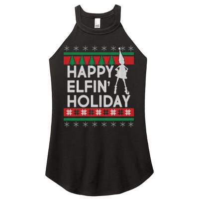 Happy Elfin' Holiday Ugly Christmas Women's Perfect Tri Rocker Tank