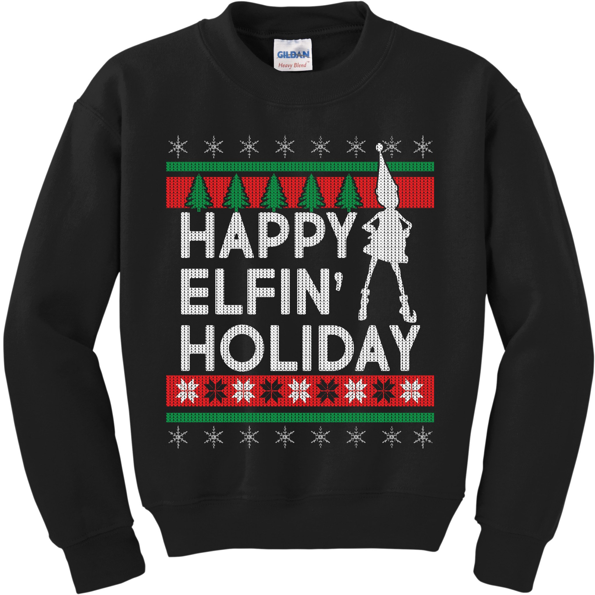 Happy Elfin' Holiday Ugly Christmas Kids Sweatshirt