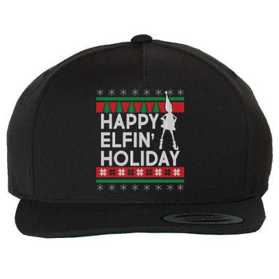 Happy Elfin' Holiday Ugly Christmas Wool Snapback Cap