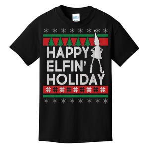 Happy Elfin' Holiday Ugly Christmas Kids T-Shirt