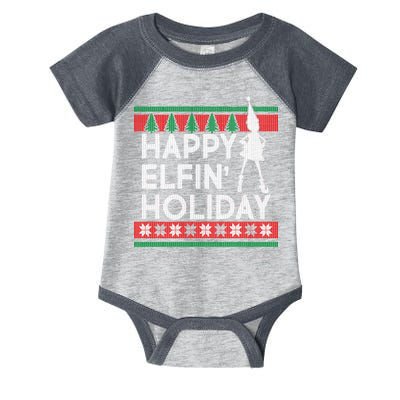 Happy Elfin' Holiday Ugly Christmas Infant Baby Jersey Bodysuit