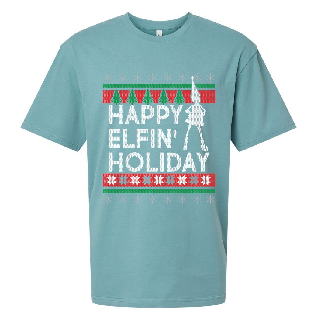 Happy Elfin' Holiday Ugly Christmas Sueded Cloud Jersey T-Shirt