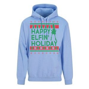 Happy Elfin' Holiday Ugly Christmas Unisex Surf Hoodie