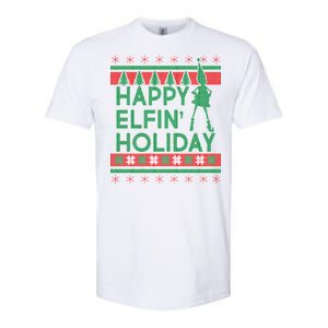 Happy Elfin' Holiday Ugly Christmas Softstyle CVC T-Shirt