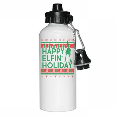 Happy Elfin' Holiday Ugly Christmas Aluminum Water Bottle