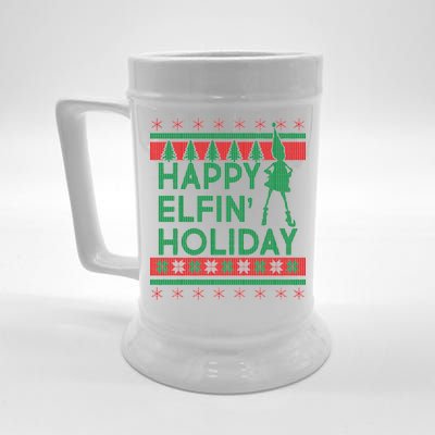 Happy Elfin' Holiday Ugly Christmas Beer Stein