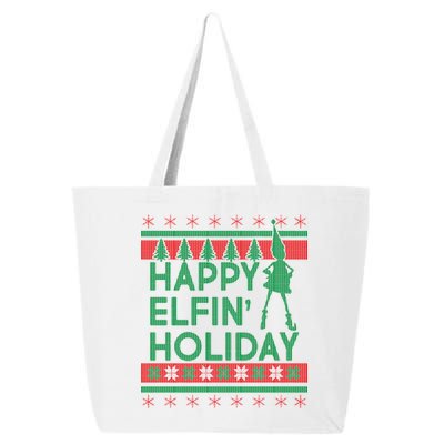 Happy Elfin' Holiday Ugly Christmas 25L Jumbo Tote